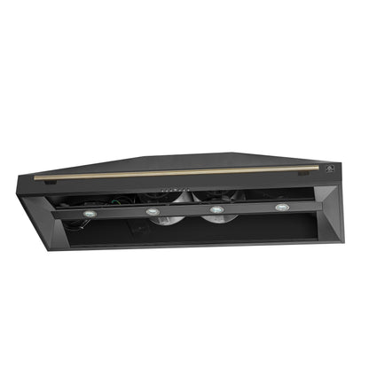 Forno Aria 60-Inch Wall-Mount Range Hood, 1200 CFM, Convertible Ducting, Black Finish with Brass Accents (Model FRHWM5095-60BLK)7