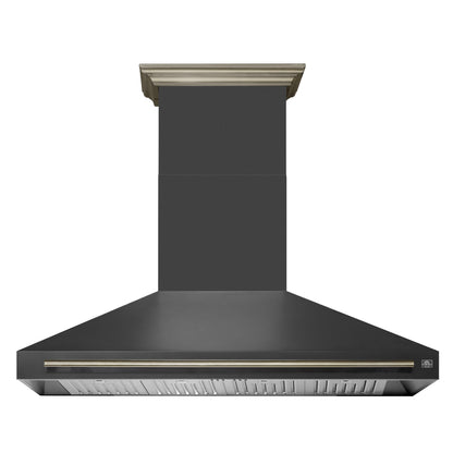 Forno Aria 60-Inch Wall-Mount Range Hood, 1200 CFM, Convertible Ducting, Black Finish with Brass Accents (Model FRHWM5095-60BLK)4