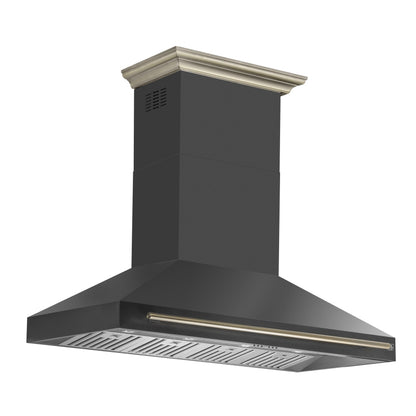 Forno Aria 60-Inch Wall-Mount Range Hood, 1200 CFM, Convertible Ducting, Black Finish with Brass Accents (Model FRHWM5095-60BLK)1