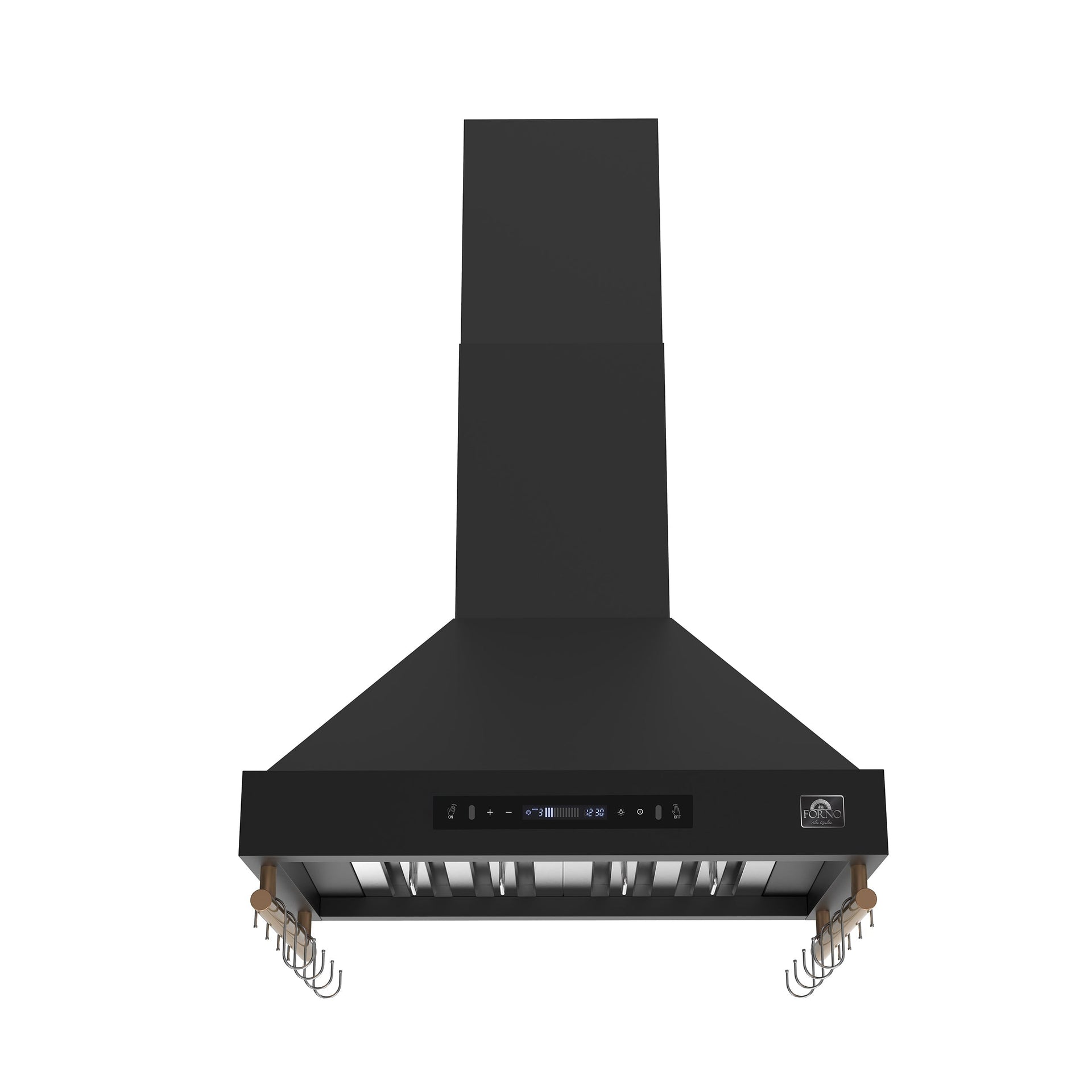 forno-venezia-30-inch-wall-mount-ducted-range-hood-370-cfm-touch-controls-led-lights-black-with-antique-brass-accents-frhwm5503-30blk