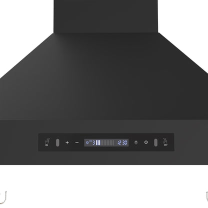 Forno Venezia 30-Inch Wall-Mount Ducted Range Hood, 370 CFM, Touch Controls, LED Lights, Black with Antique Brass Accents (FRHWM5503-30BLK)6