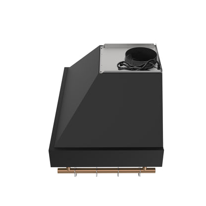 Forno Venezia 30-Inch Wall-Mount Ducted Range Hood, 370 CFM, Touch Controls, LED Lights, Black with Antique Brass Accents (FRHWM5503-30BLK)9