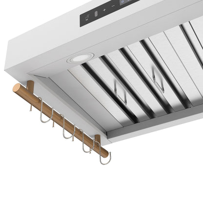 Forno Venezia 30-Inch Wall-Mounted Ducted Range Hood, 370 CFM, Touch Controls, LED Lighting, White with Antique Brass Accents (FRHWM5503-30WHT)3