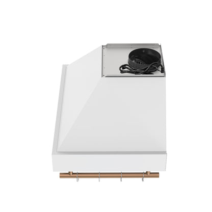Forno Venezia 30-Inch Wall-Mounted Ducted Range Hood, 370 CFM, Touch Controls, LED Lighting, White with Antique Brass Accents (FRHWM5503-30WHT)7