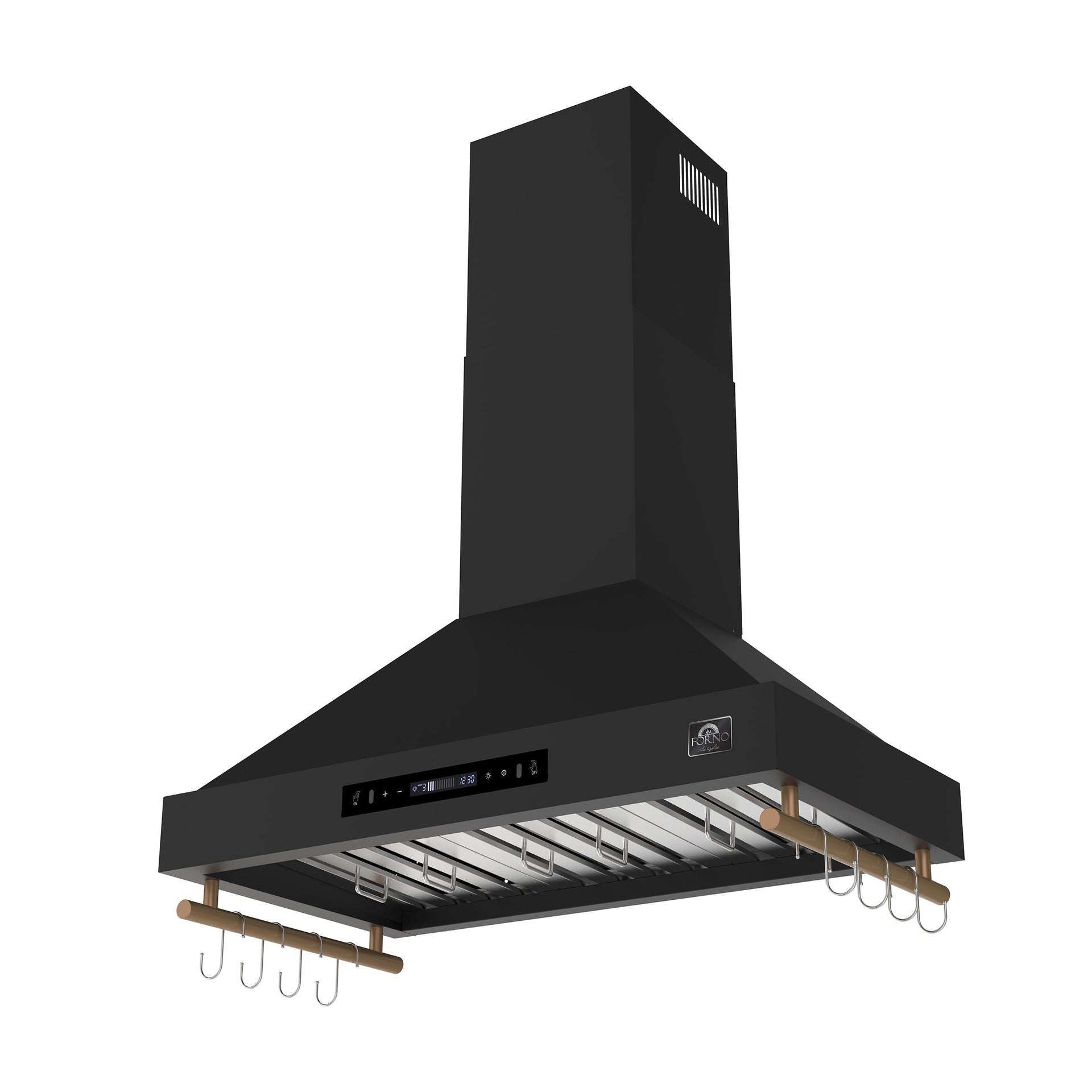 forno-venezia-36-inch-wall-mount-range-hood-370-cfm-ducted-vent-touch-controls-led-lighting-black-with-antique-brass-accents-model-frhwm5503-36blk