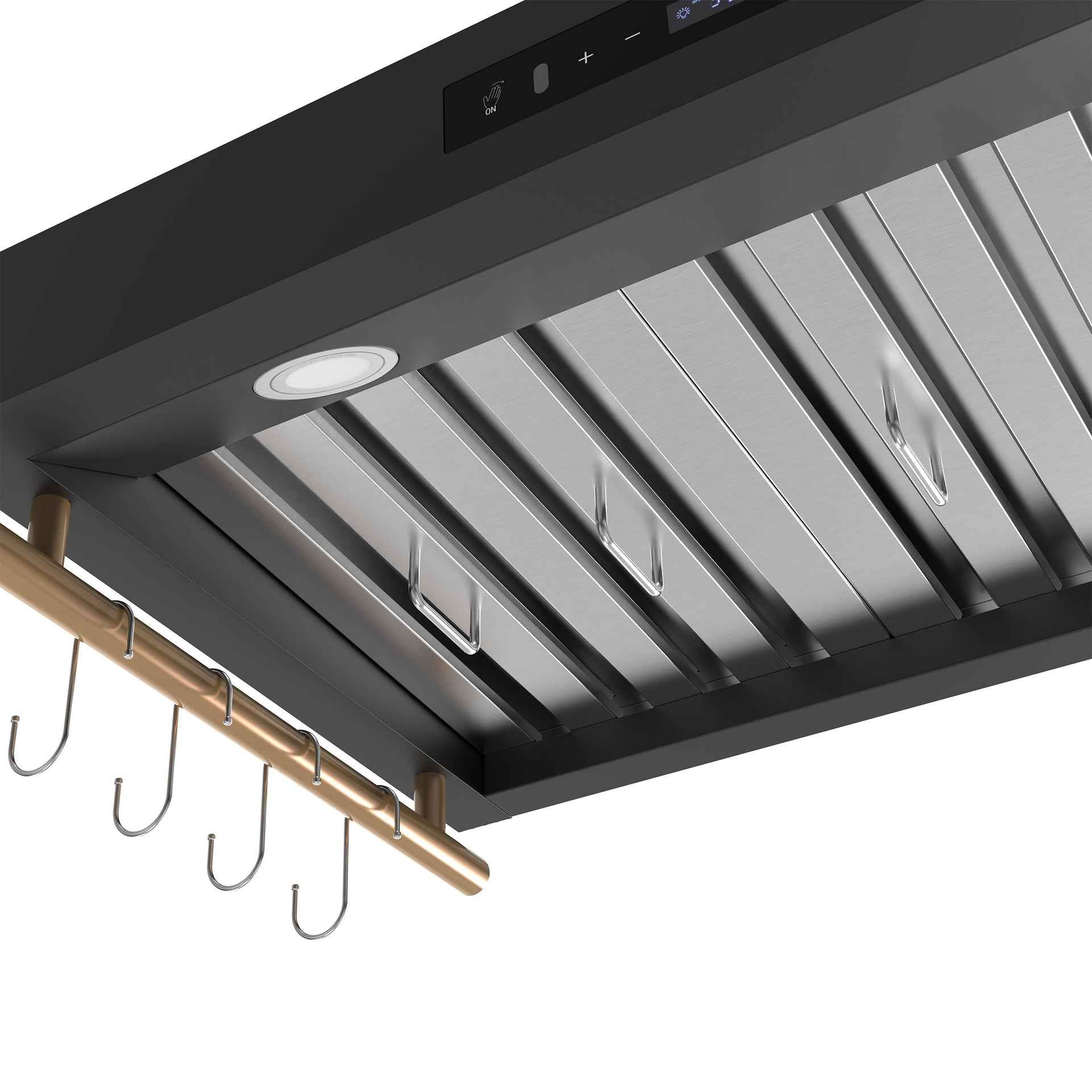 forno-venezia-36-inch-wall-mount-range-hood-370-cfm-ducted-vent-touch-controls-led-lighting-black-with-antique-brass-accents-model-frhwm5503-36blk