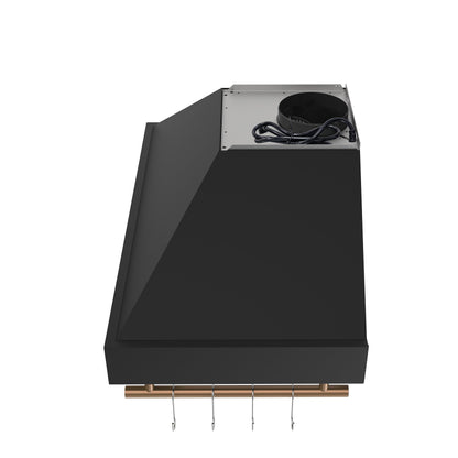 Forno Venezia 36-Inch Wall-Mount Range Hood, 370 CFM, Ducted Vent, Touch Controls, LED Lighting, Black with Antique Brass Accents (Model FRHWM5503-36BLK)7