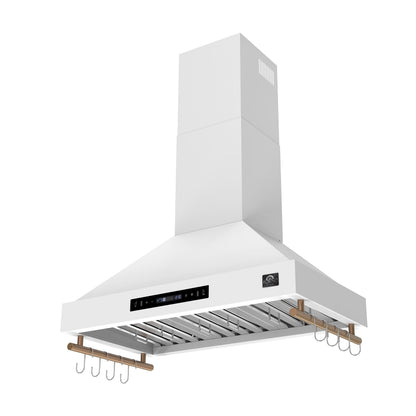 Forno Venezia 36-Inch Wall-Mount Ducted Range Hood, 370 CFM, Touch Controls, LED Lighting, White with Antique Brass Accents (FRHWM5503-36WHT)3