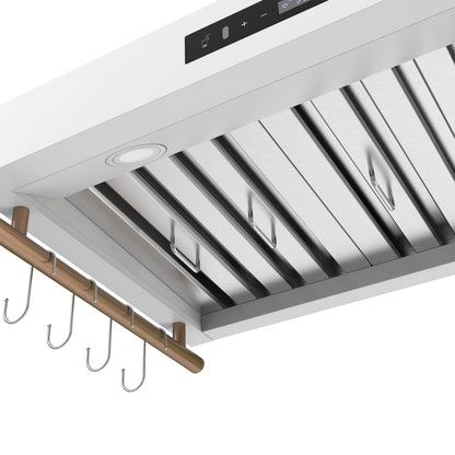 Forno Venezia 36-Inch Wall-Mount Ducted Range Hood, 370 CFM, Touch Controls, LED Lighting, White with Antique Brass Accents (FRHWM5503-36WHT)4