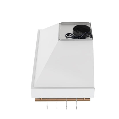 Forno Venezia 36-Inch Wall-Mount Ducted Range Hood, 370 CFM, Touch Controls, LED Lighting, White with Antique Brass Accents (FRHWM5503-36WHT)8