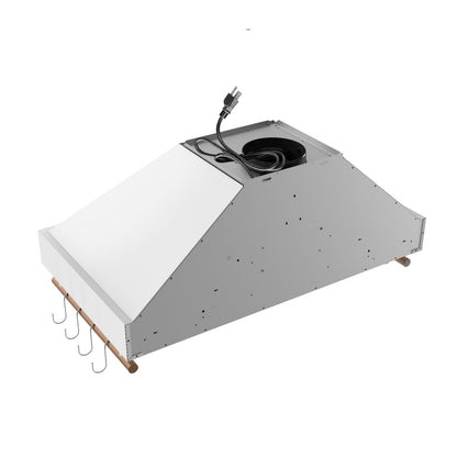 Forno Venezia 36-Inch Wall-Mount Ducted Range Hood, 370 CFM, Touch Controls, LED Lighting, White with Antique Brass Accents (FRHWM5503-36WHT)10