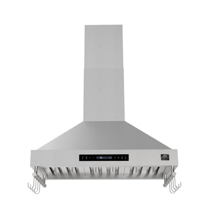 Forno Venezia 36-Inch Wall-Mounted Ducted Range Hood, 370 CFM, Stainless Steel, Touch Controls, LED Lighting (Model FRHWM5503-36)1