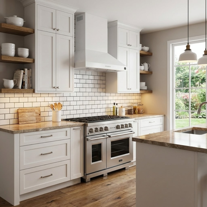 Forno Bari 30-Inch Under-Cabinet Range Hood, 400 CFM, White with Stainless Steel Handles (Model FRHUC5255-30WHT)2