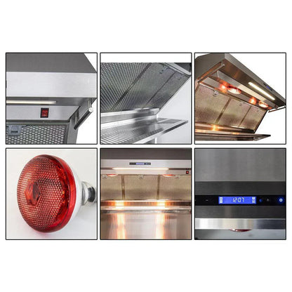 Forno Savona 48-Inch Wall-Mounted Range Hood with Backsplash and Red Warming Light, Stainless Steel – Model FRHWM5029-48HB5